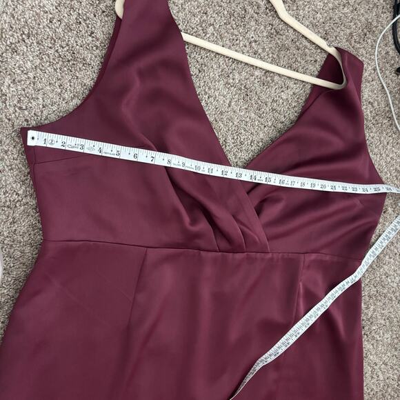 BHLDN Piper Dress 22W Plus Burgundy Satin V-Neck Maxi Bridesmaid Formal Gown - Picture 8 of 15